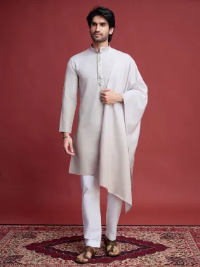Beige Colour Reyon Silk With Mirror Work Kurta Payjama With Duppata
