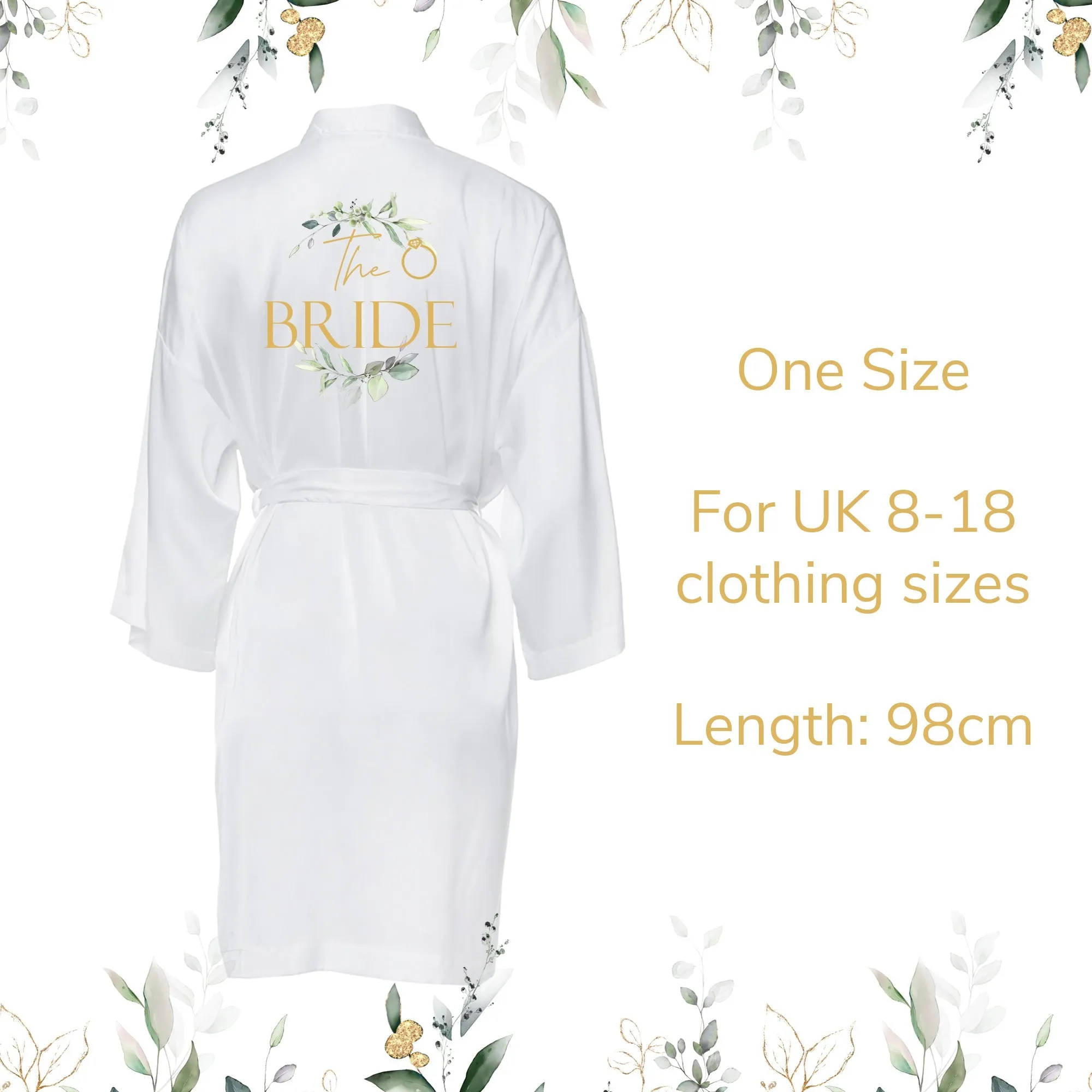 Botanical The Bride Satin Spa Robe Dressing Gown
