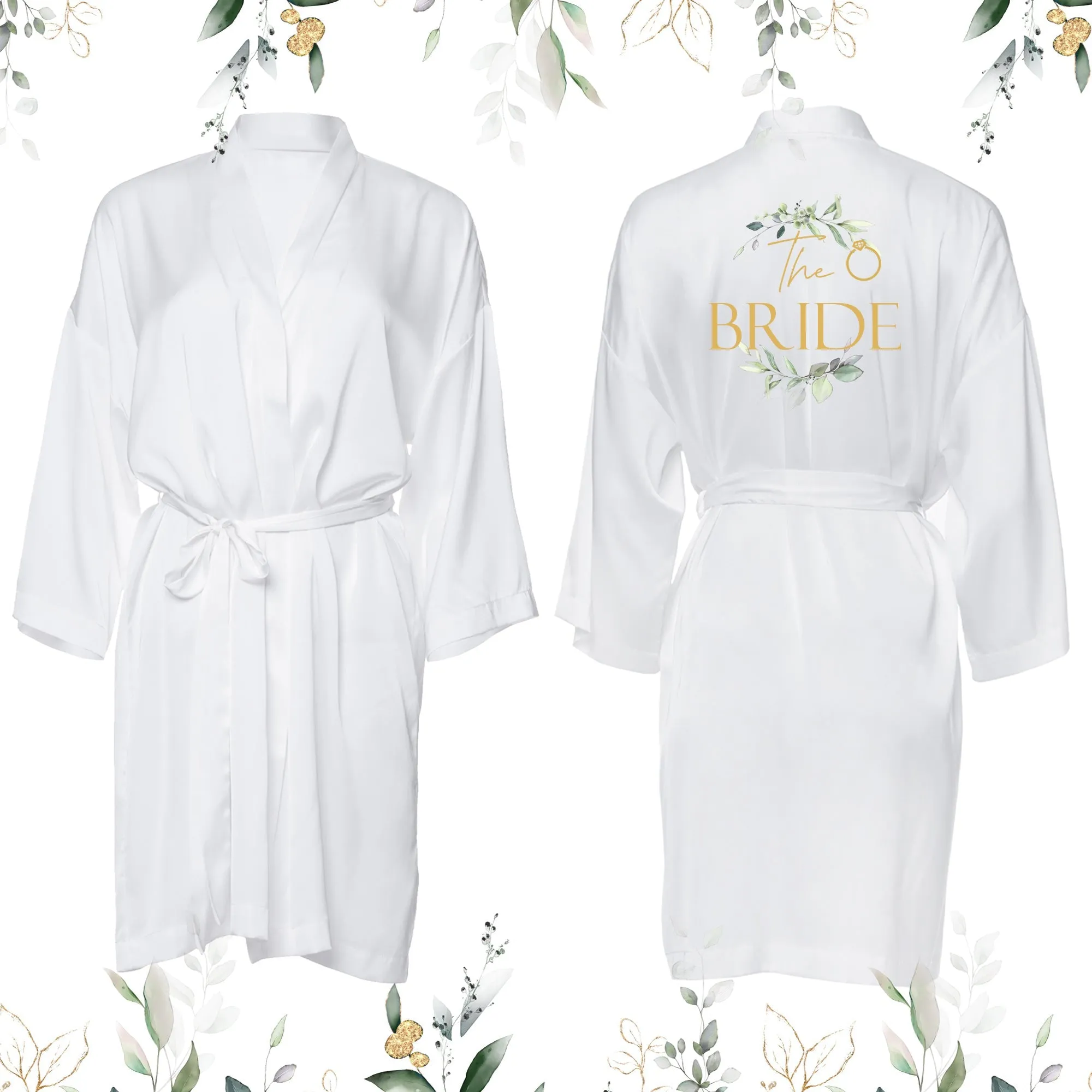 Botanical The Bride Satin Spa Robe Dressing Gown