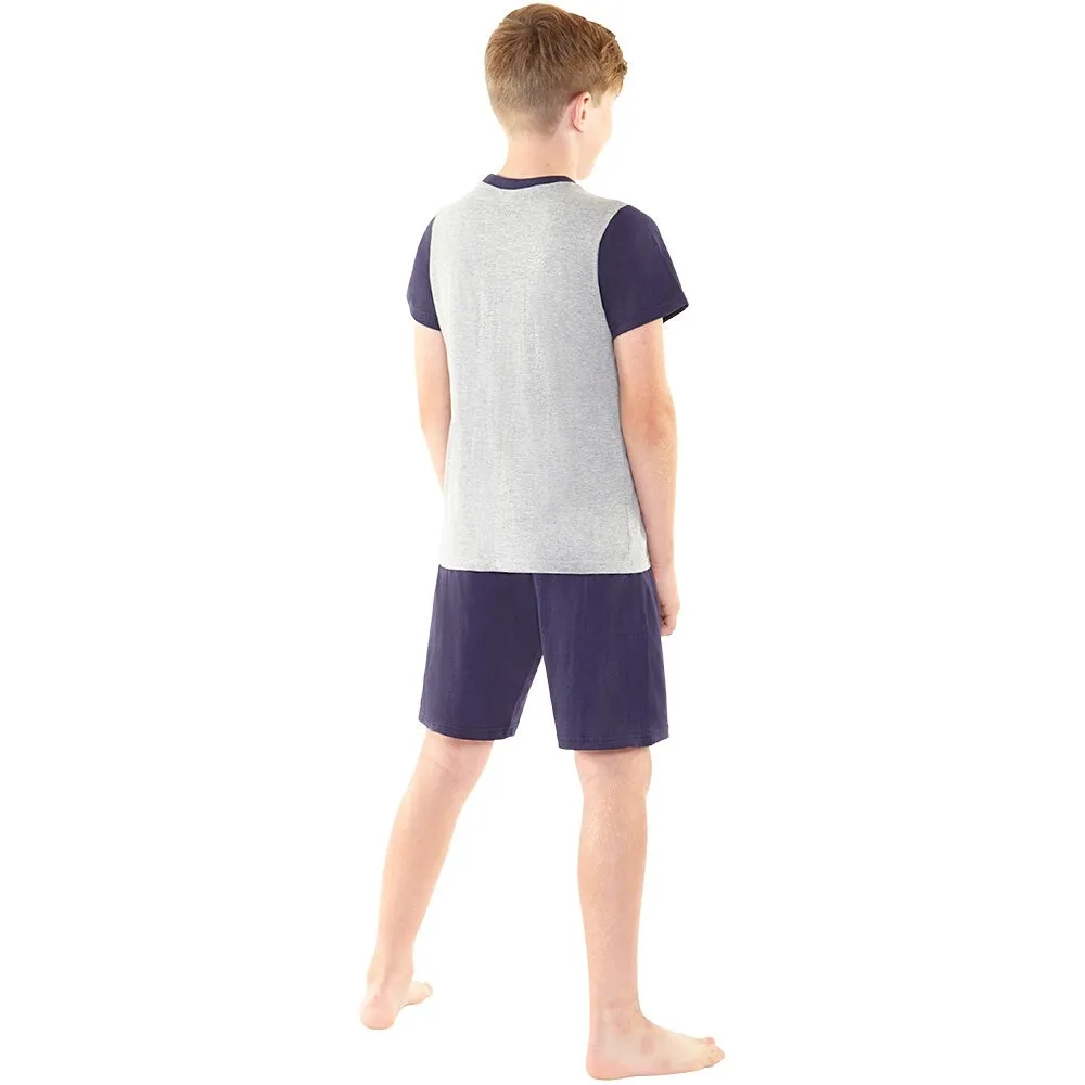 Boys Eat Sleep Game Repeat Shortie Grey & Black Pyjamas