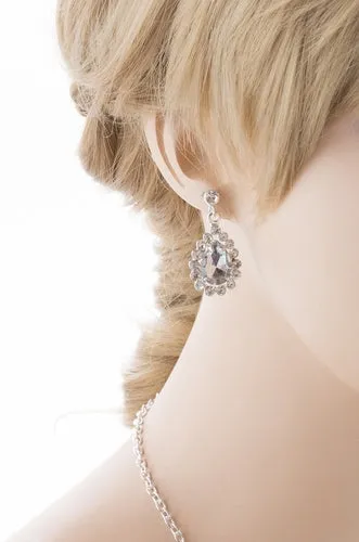 Bridal Wedding Jewelry Set Crystal Rhinestone Gorgeous Multi Teardrop Dangles SV