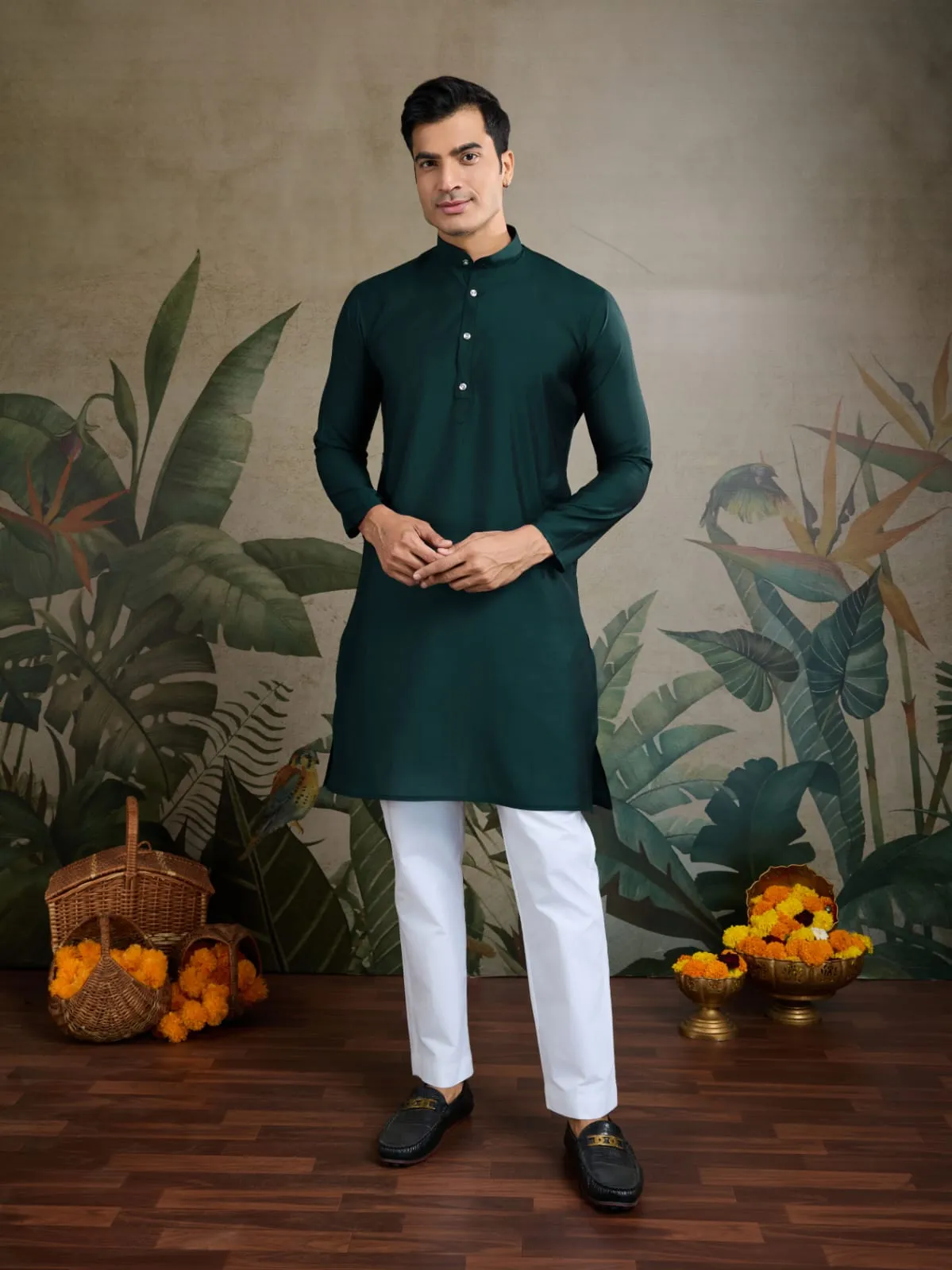 Green Viscose Rajwadi Silk Heavy Thread Work Kurta Payjama With Koti Jacket