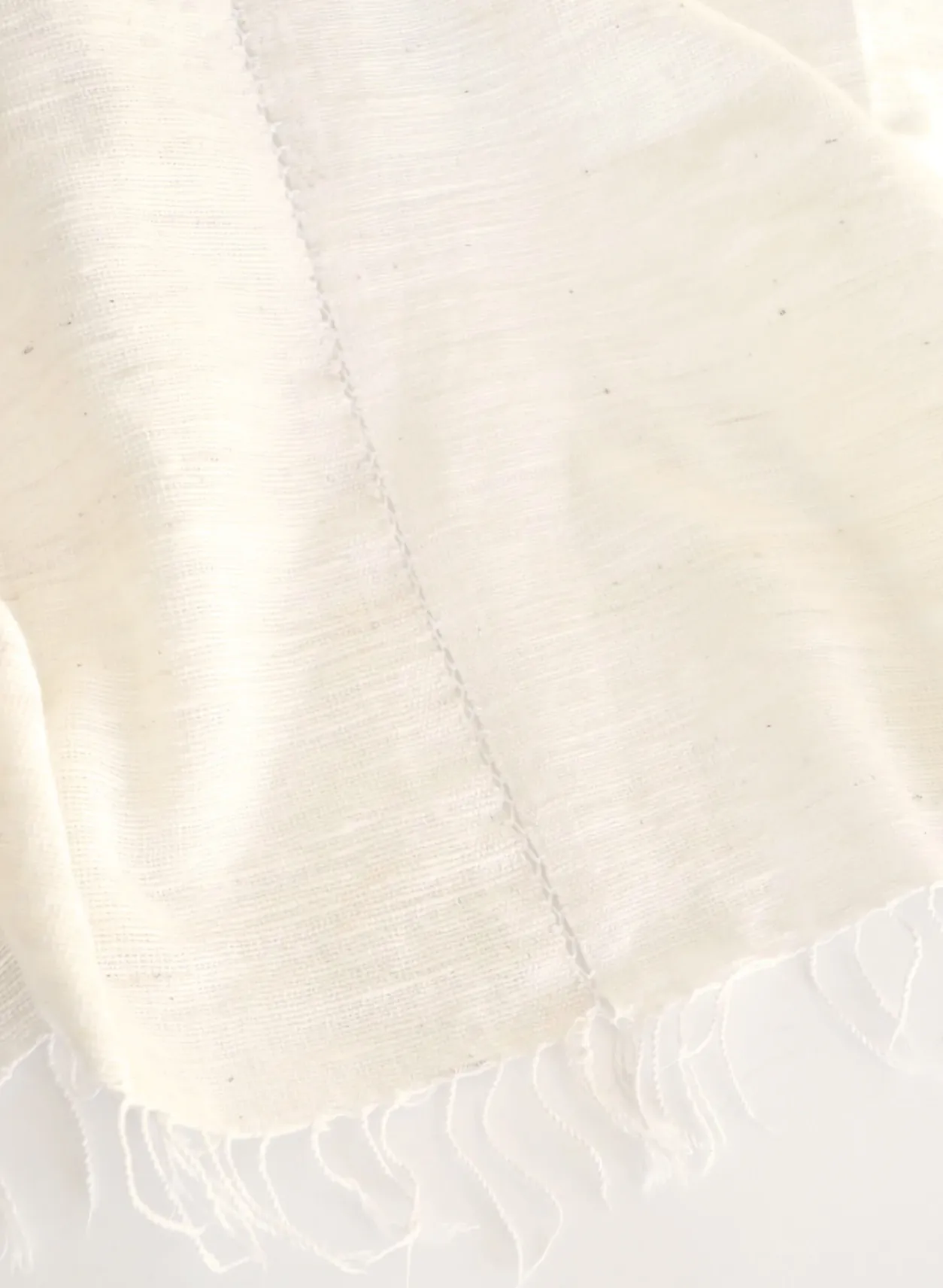 Ivory Handspun Ethiopian Cotton Throw, Wrap, Shawl, Coverlet or Table Cloth, Fair Trade