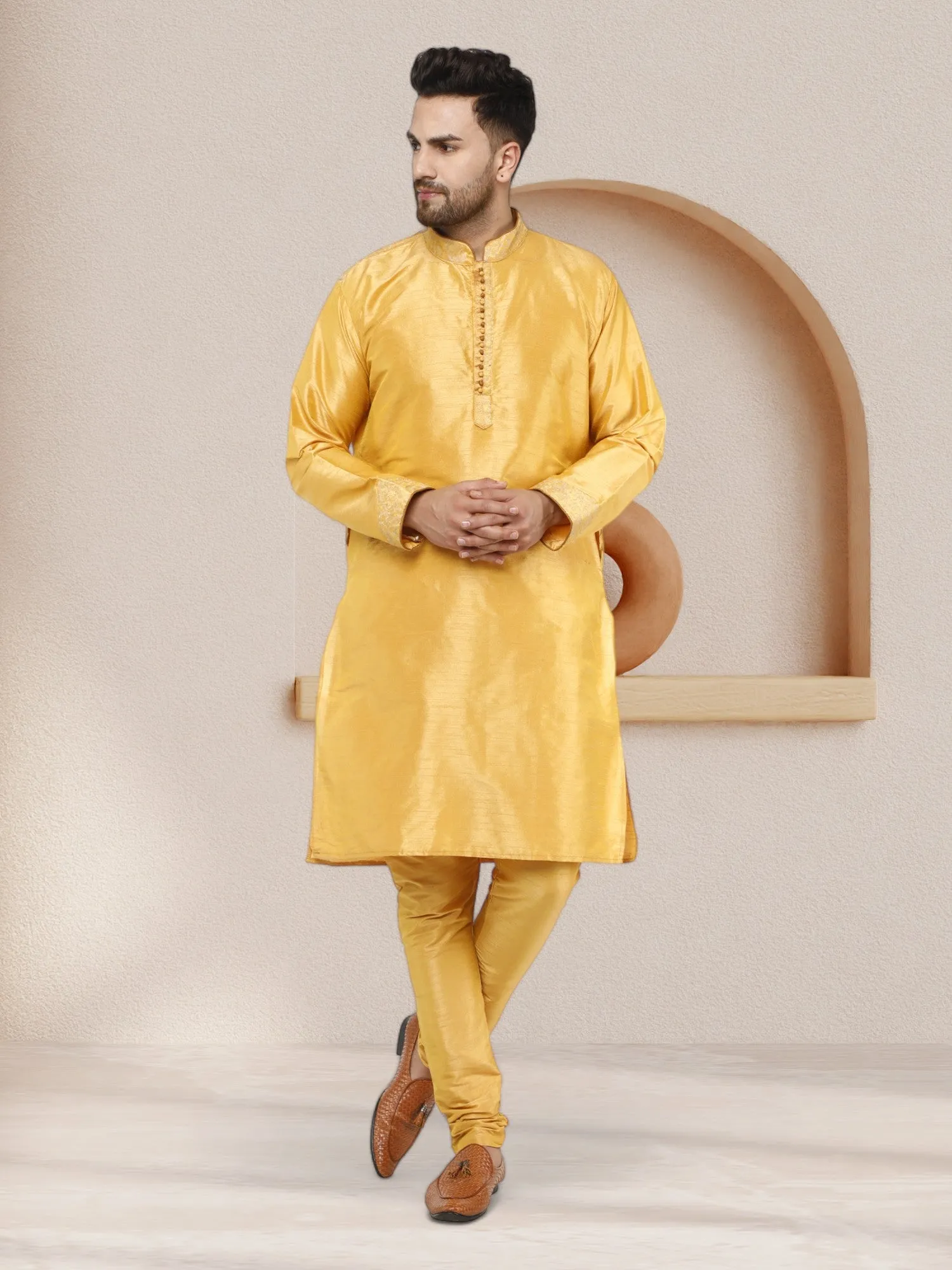 Kurta Pajama For Men Indian Festival Wedding Party Dress Gold