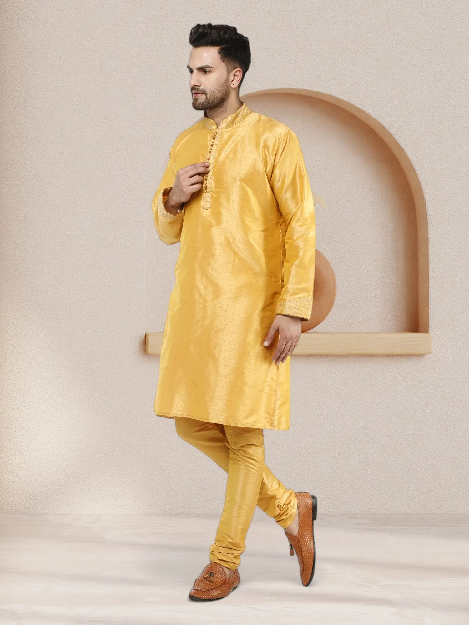 Kurta Pajama For Men Indian Festival Wedding Party Dress Gold