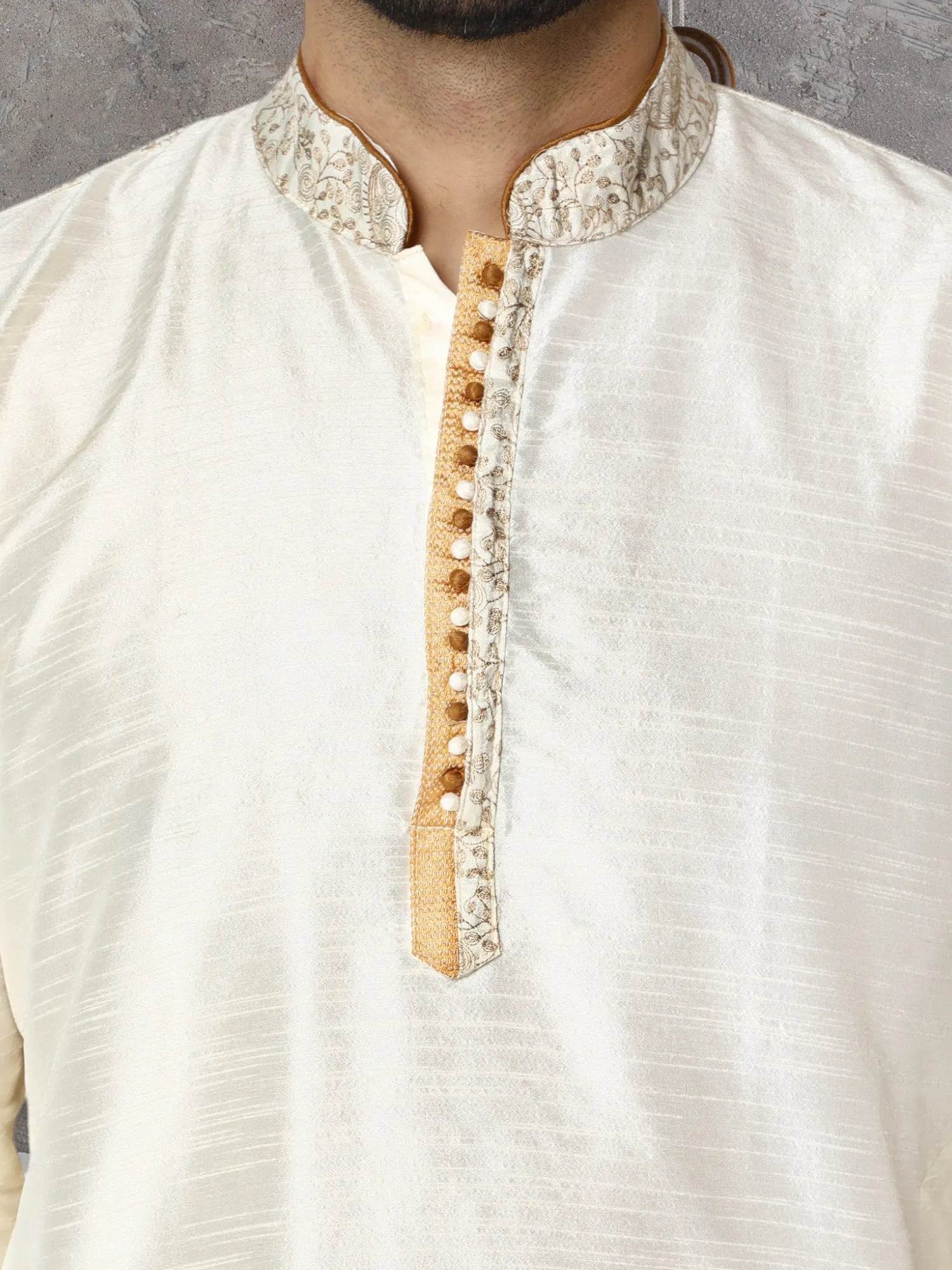 Kurta Pajama For Men Indian Festival Wedding Party Dress Off-White