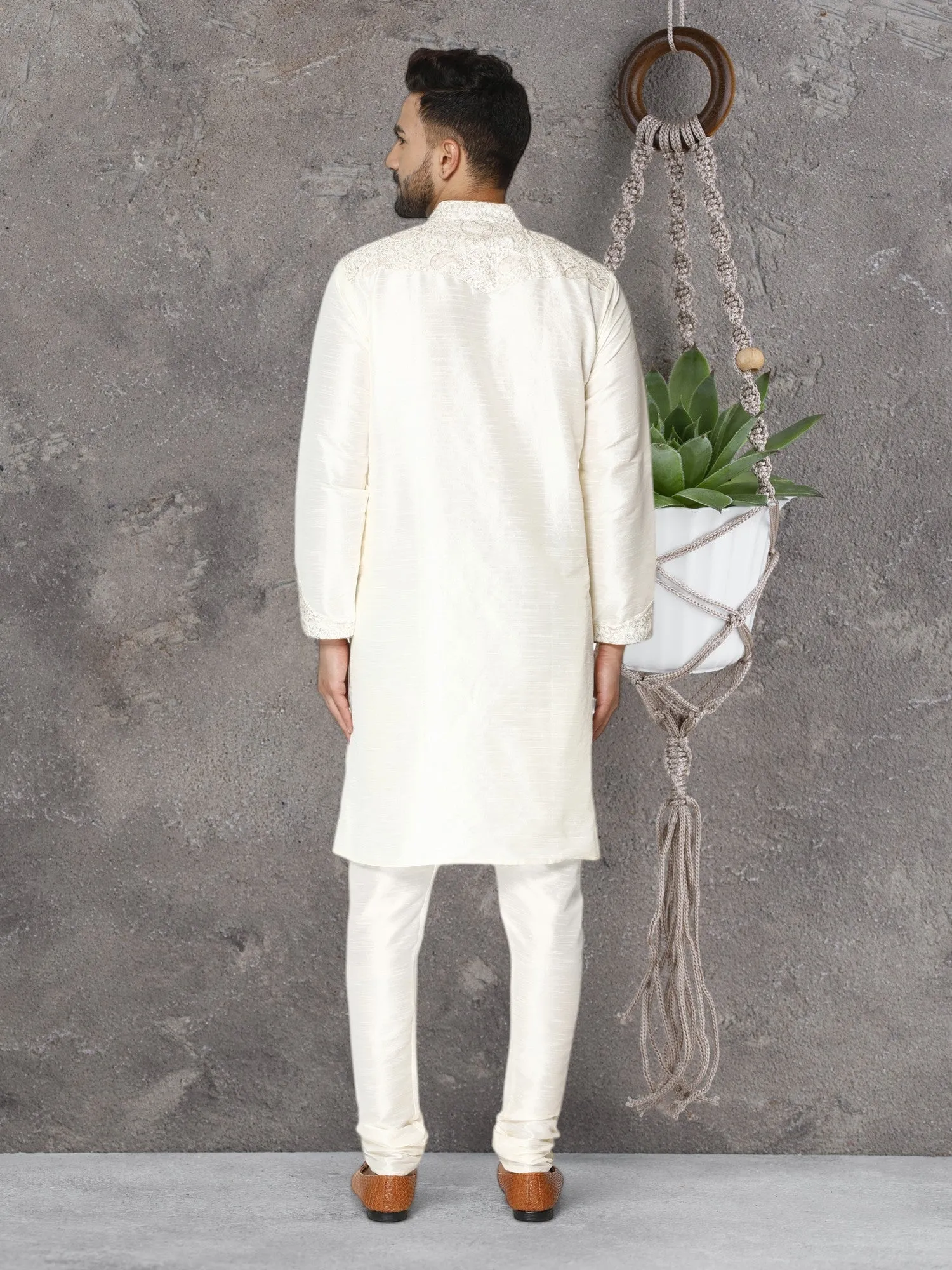 Kurta Pajama For Men Indian Festival Wedding Party Dress Off-White