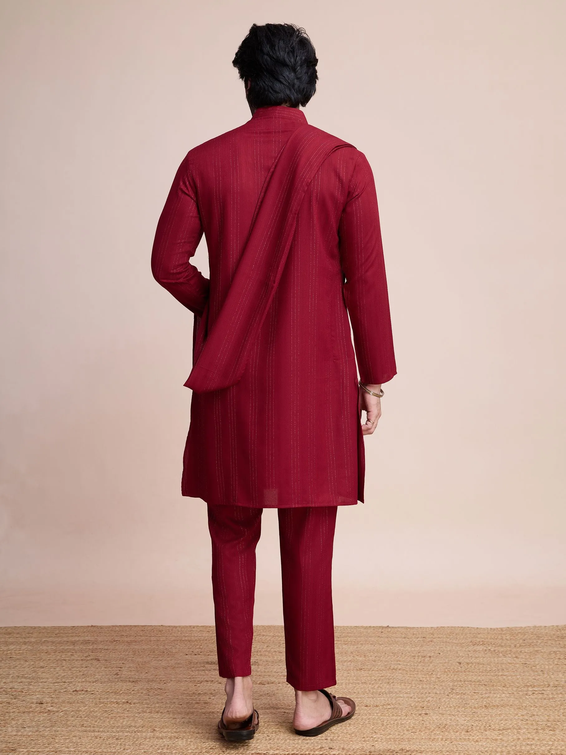 Maroon Colour Viscose Silk With Heavy Mirror Work Kurta Payjama