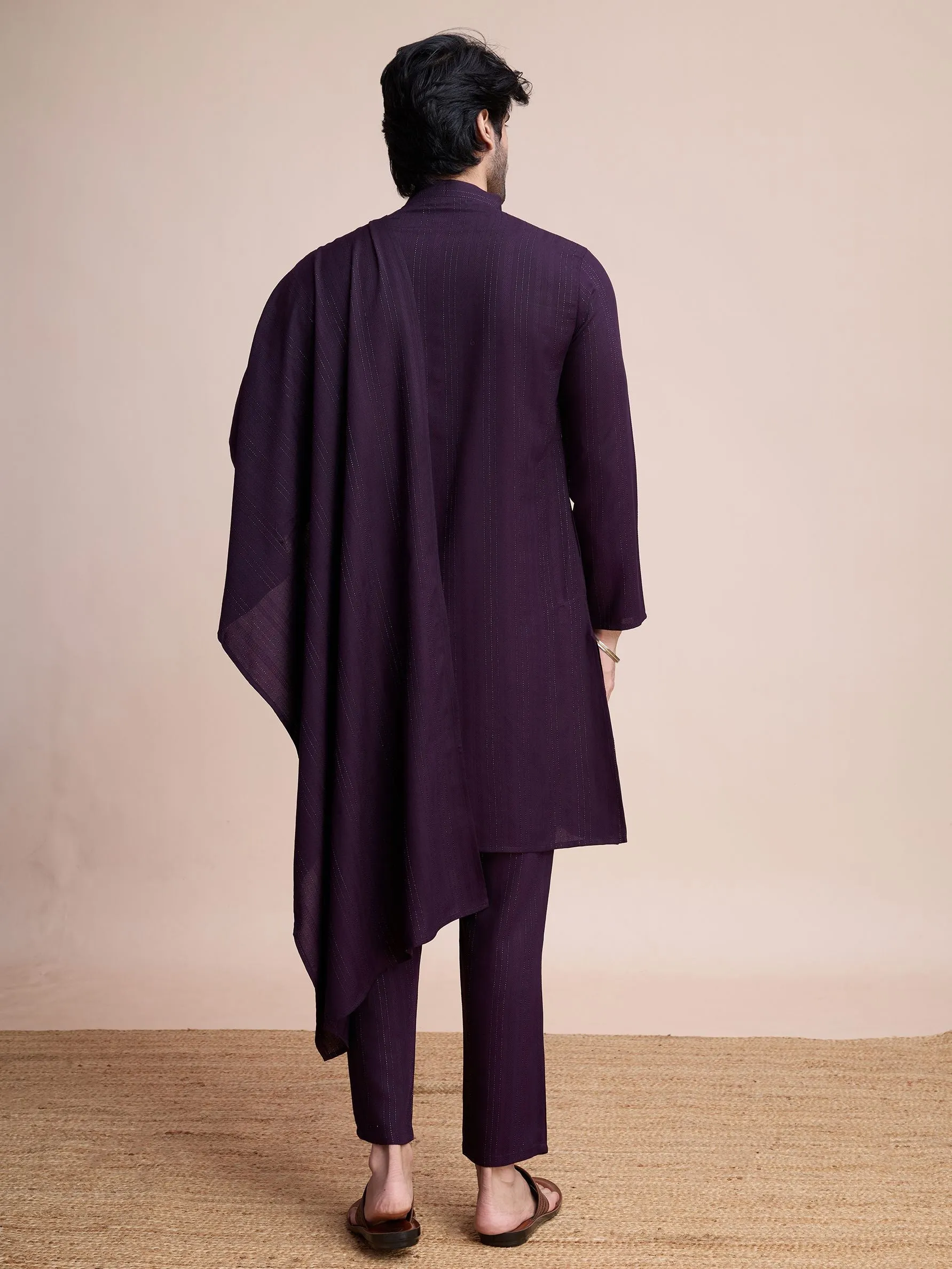 Purple Colour Viscose Silk With Heavy Mirror Work Kurta Payjama