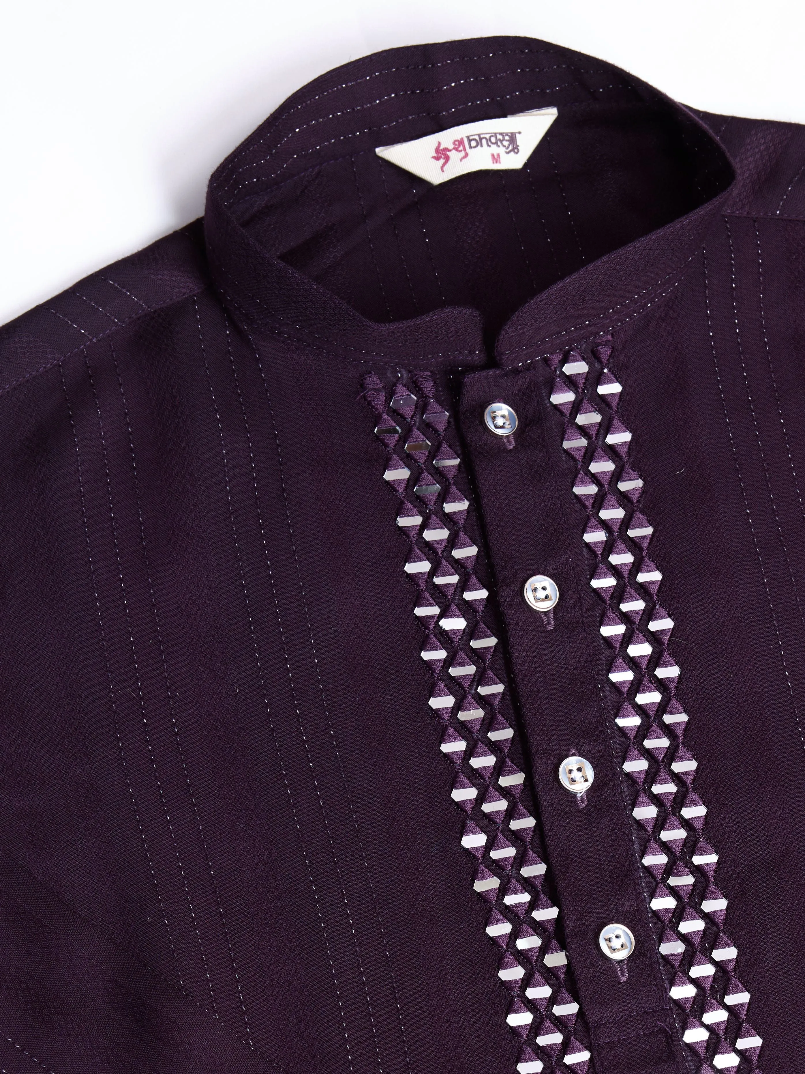 Purple Colour Viscose Silk With Heavy Mirror Work Kurta Payjama