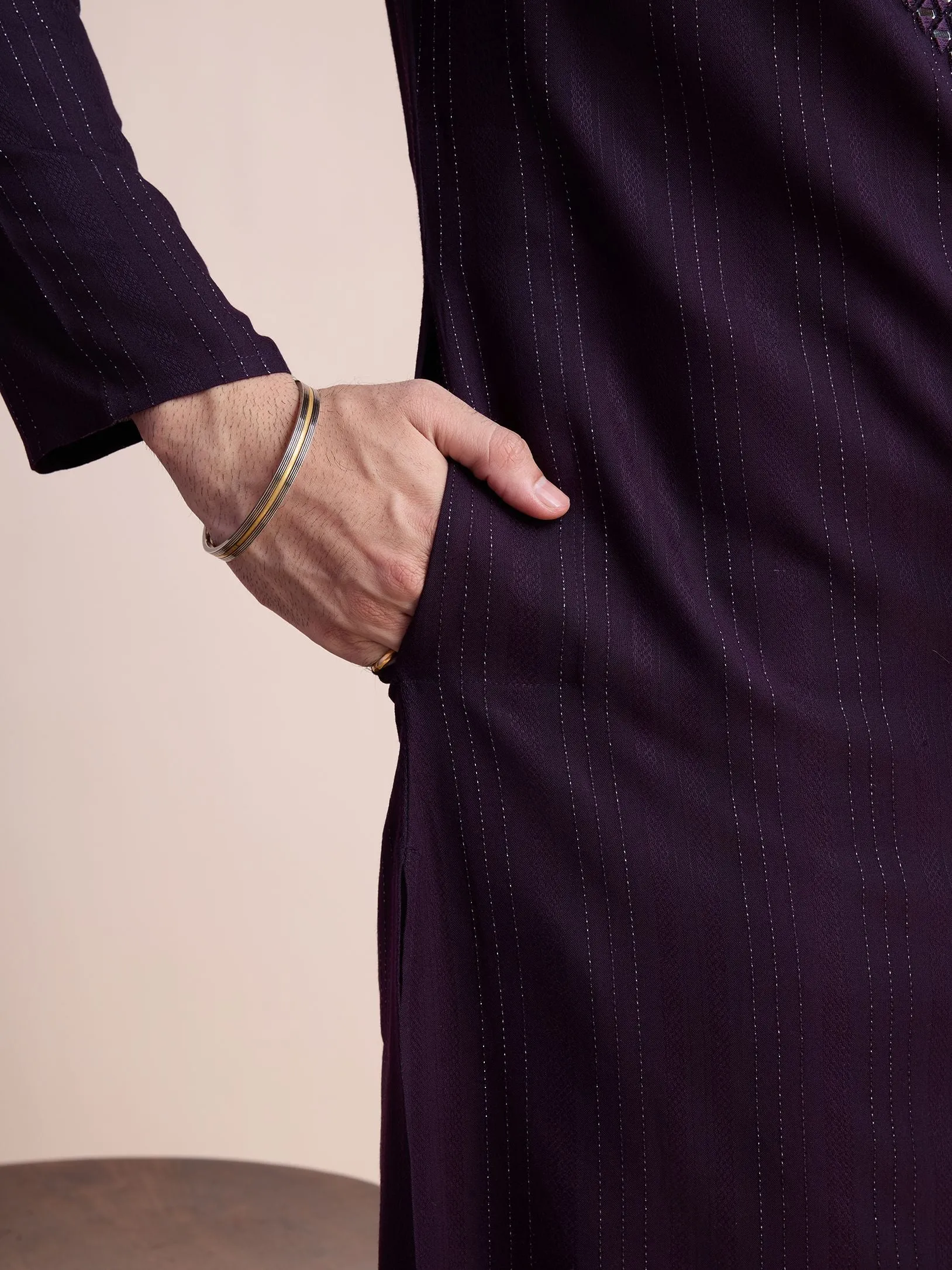 Purple Colour Viscose Silk With Heavy Mirror Work Kurta Payjama