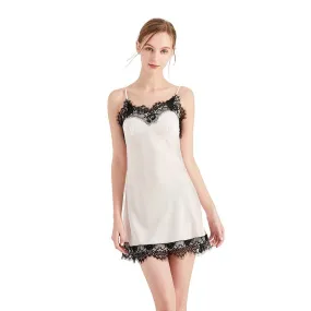 Women Sleeveless Nightgown Lace Mini Loungewear Dress